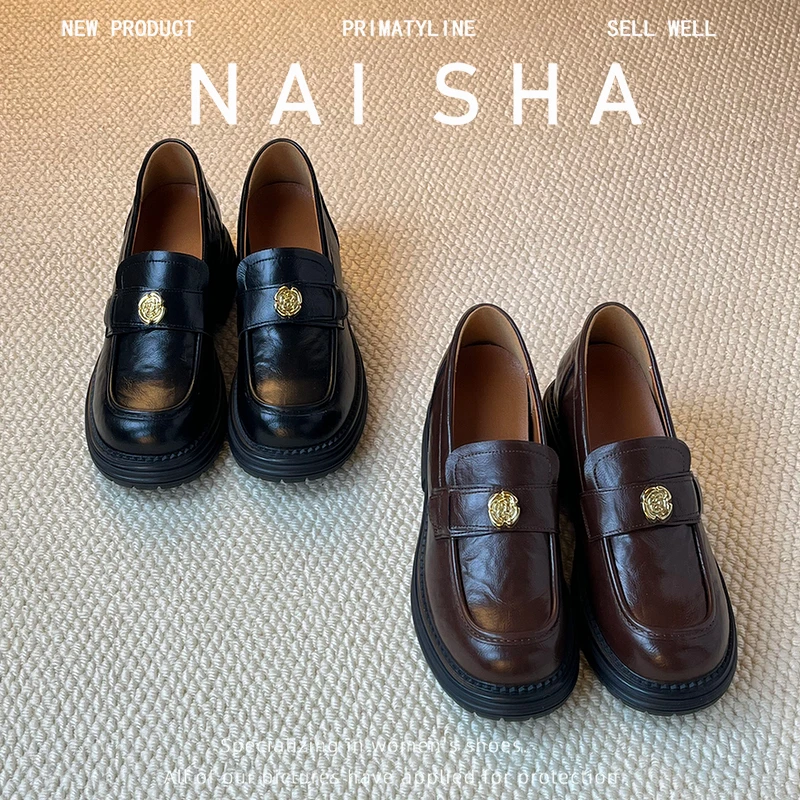 323334码乐福鞋2025春秋新款百搭小皮鞋内增高单鞋女5-6厘米软底