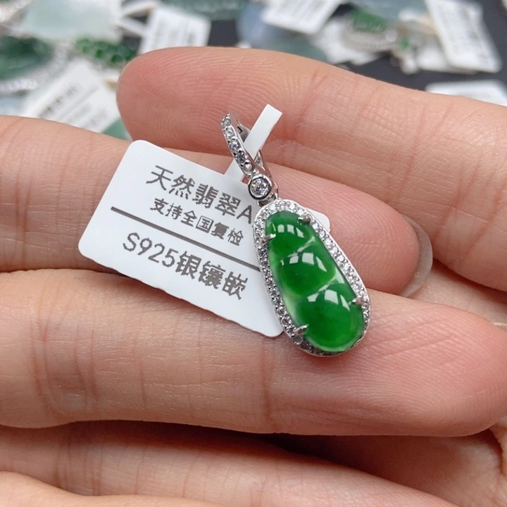 翡翠银S925镶嵌吊坠(不含链)