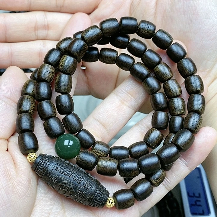 手串沉香木老*的越南芽庄白棋楠定制款