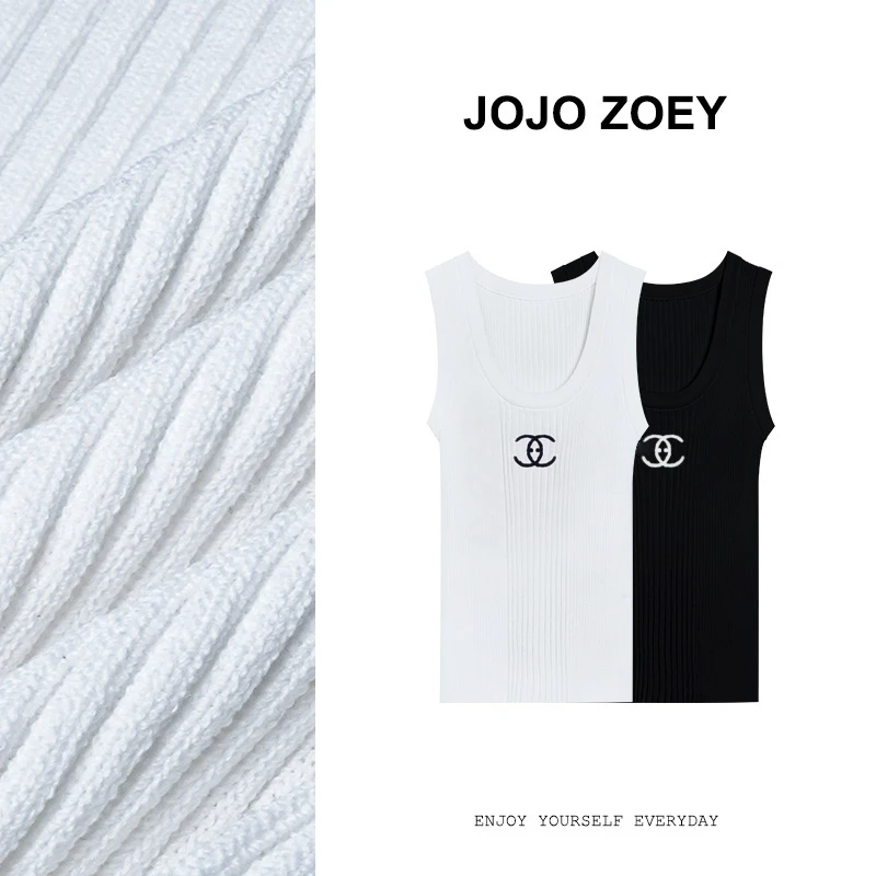 JOJO ZOEY【清仓NO退换】小香风背心~字母镂空刺绣背心bx-202551