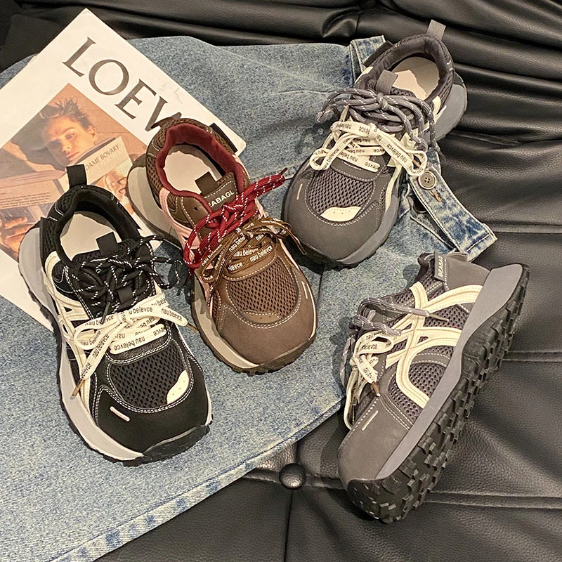 贾不假老爹鞋女2025新款秋冬时尚百搭小个子爆款厚底增高运动板鞋