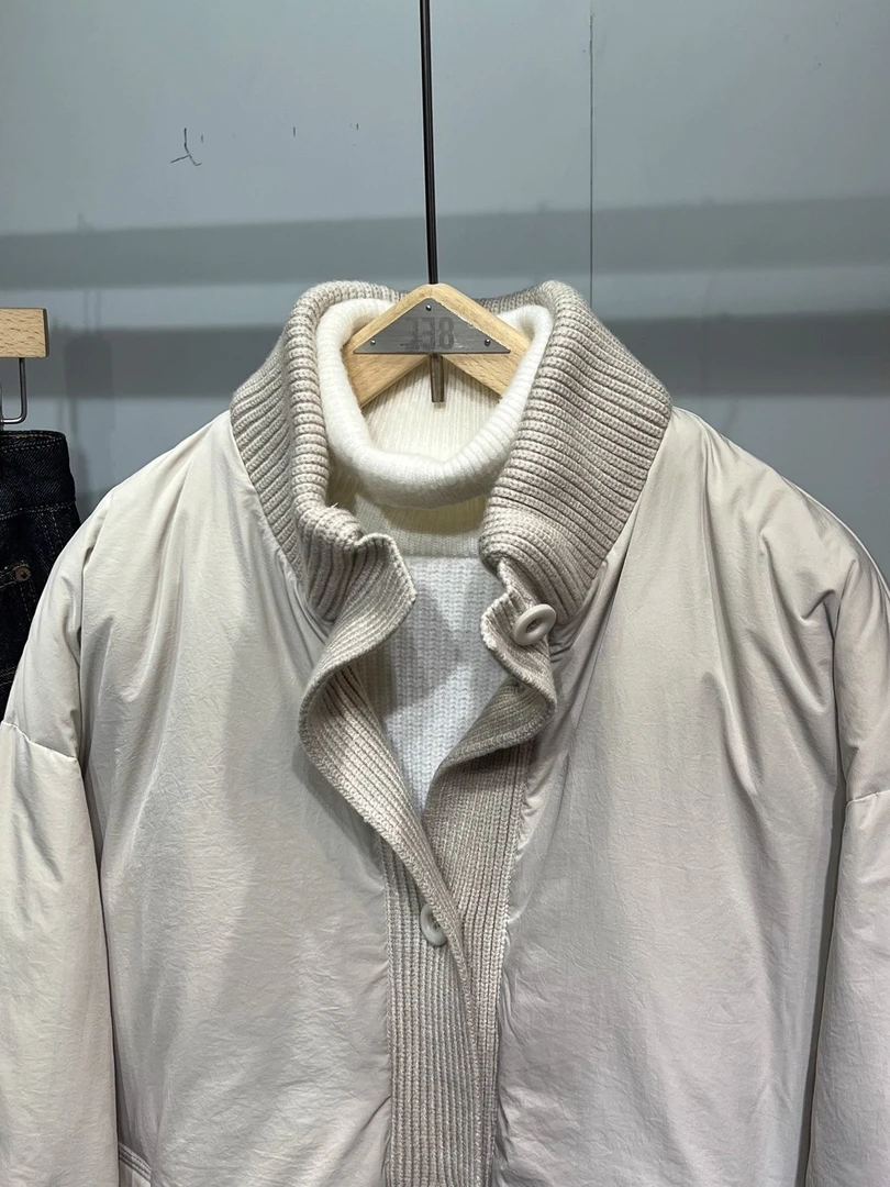 冬季加厚保暖时尚简约羽绒服户外休闲拼接立领外套时尚百搭上衣潮