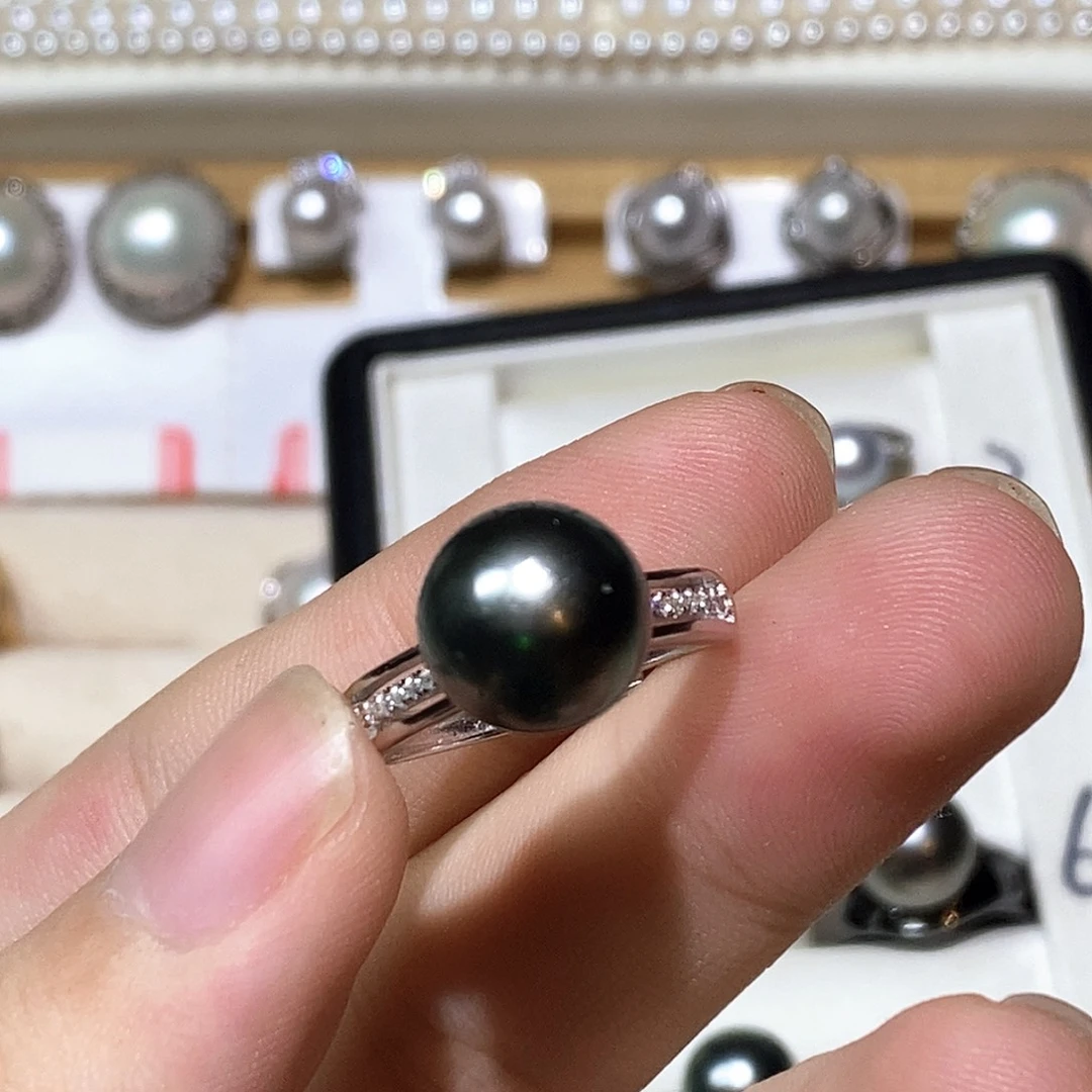 自***.银S925镶嵌戒圈海水珍珠