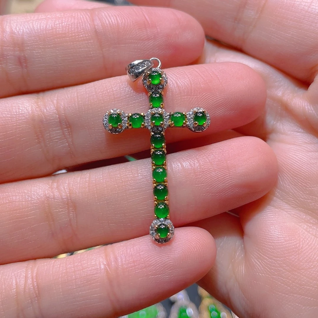 翡翠银S925镶嵌吊坠(不含链)