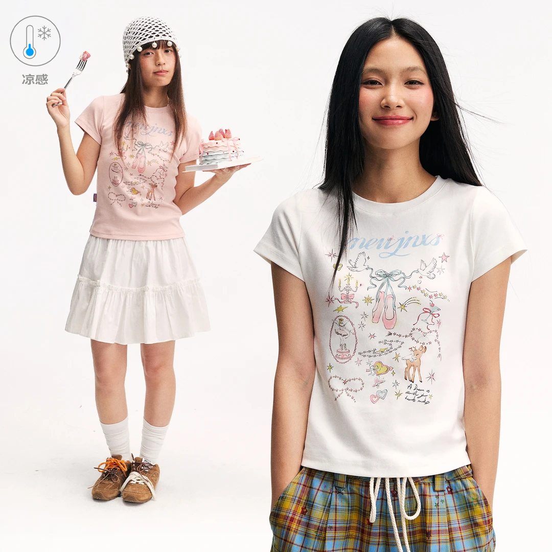 【江南先生】NewJNXS复古凉感冰皮正肩短袖t恤夏露脐修身JN52S09