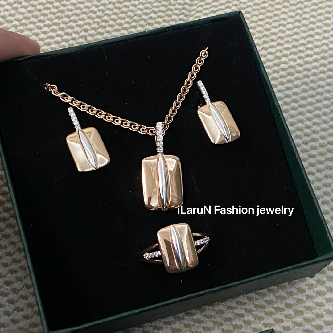 钛钢项链 iLaruN新款红金色意大利风项链耳钉戒指