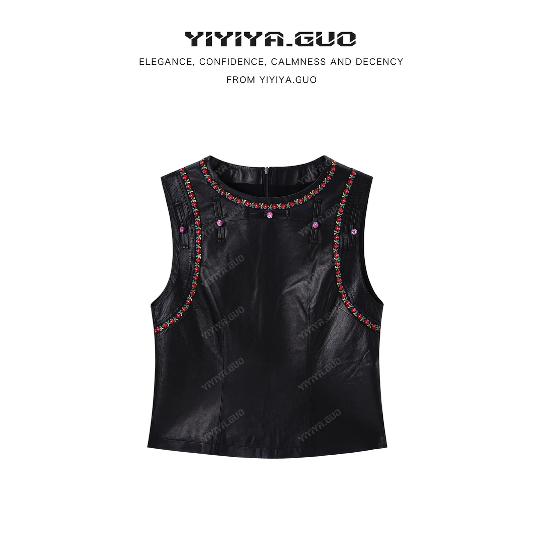 yiyiya.Guo艺艺吖【小时代】圆领奢雅显瘦无袖盘扣上衣2865SS52