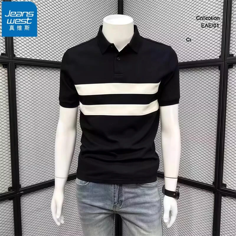 真维斯Jeanswest夏季百搭半袖男士POLO衫薄款商务休闲翻领短袖T恤