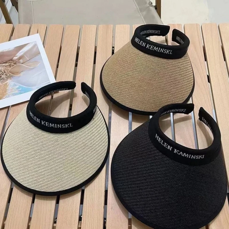 空顶uv防晒帽女夏防紫外线大帽檐沙滩遮阳草帽骑车遮脸太阳帽子