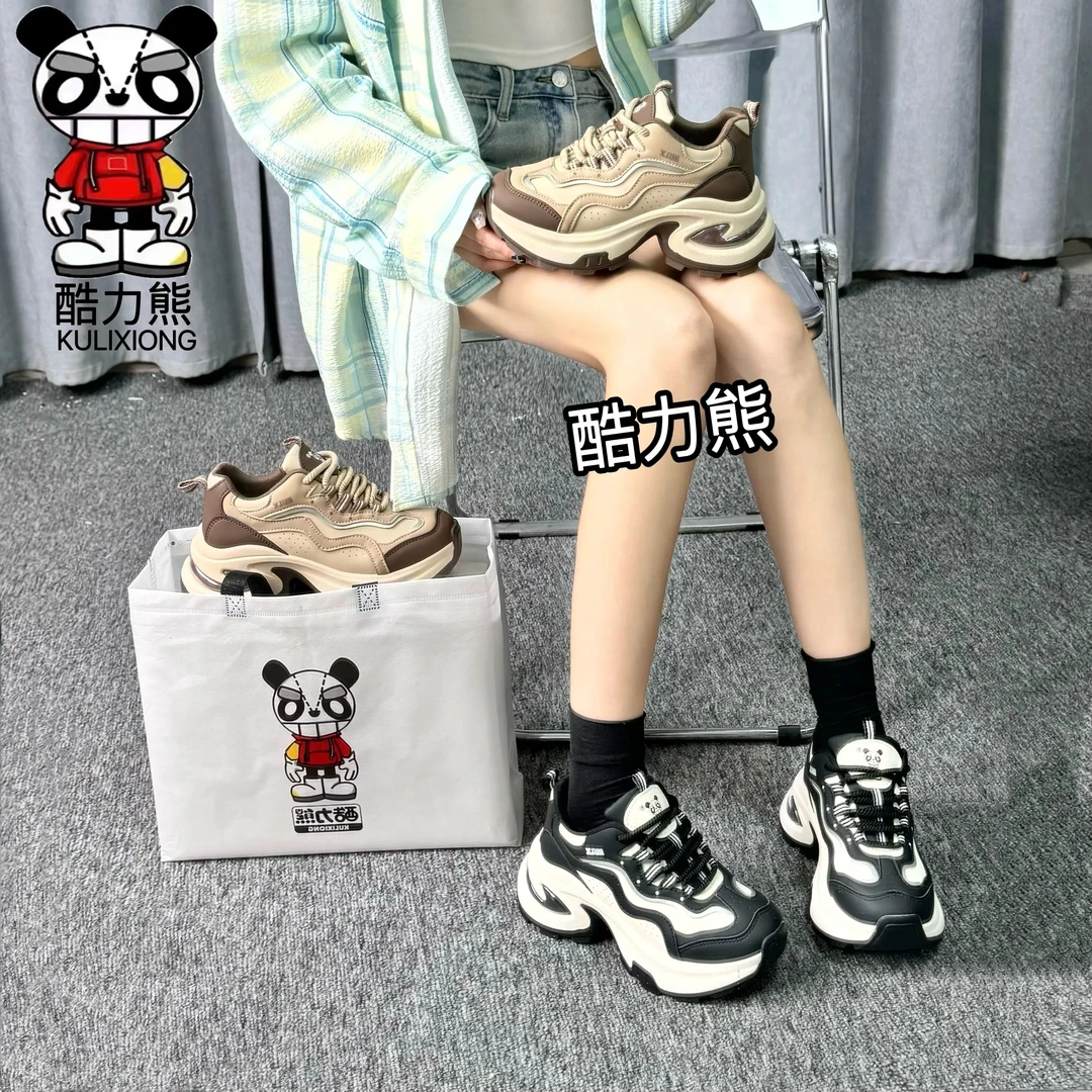 熊猫气垫 酷力熊休闲时尚老爹鞋女2025新款百搭透气防滑运动鞋688