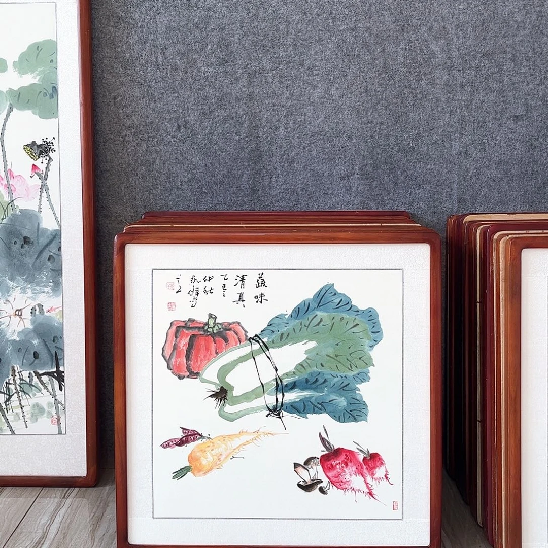 国画书画作品带框63×63