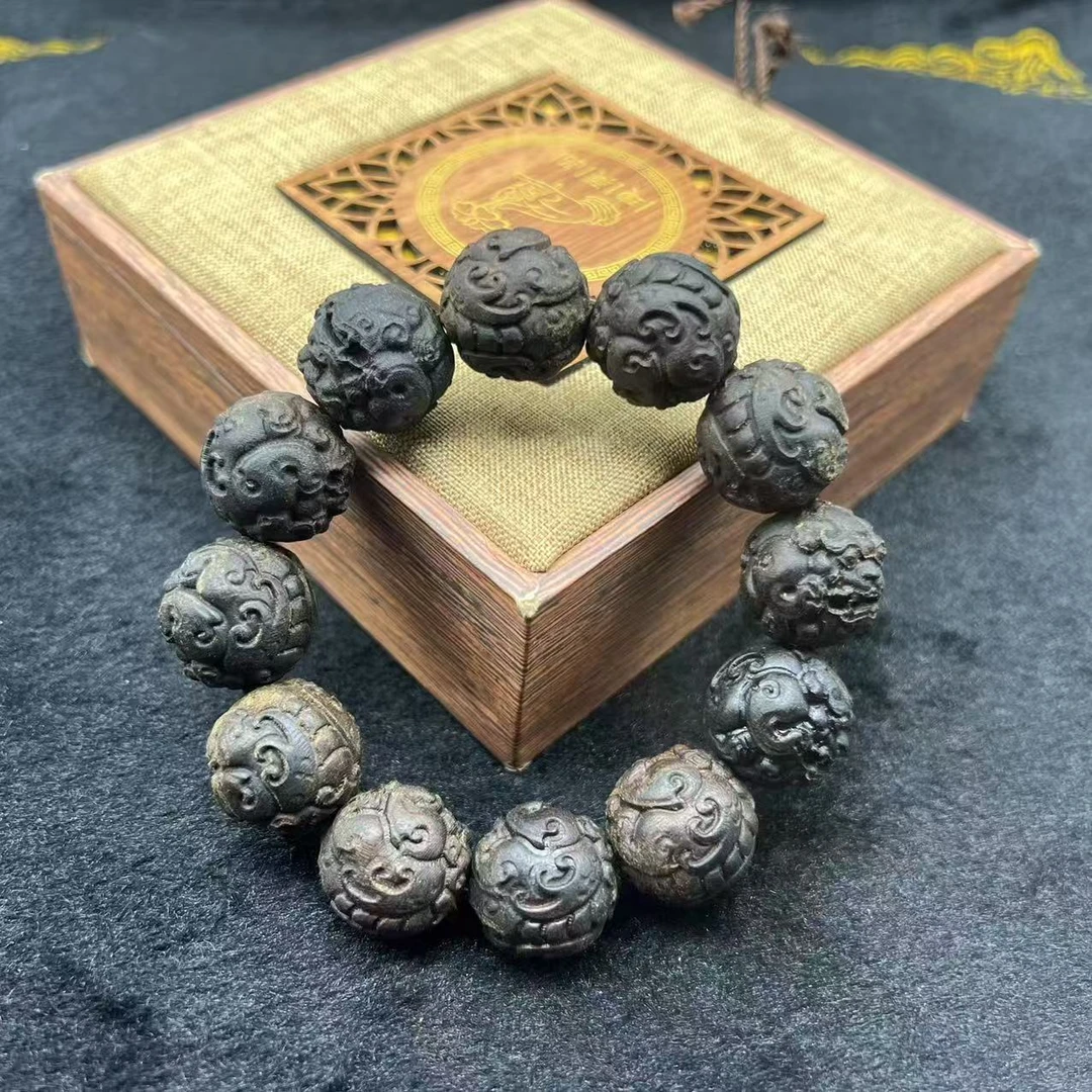 【百世璀璨 尽耀光芒】绿焰重楼雕刻手串C026