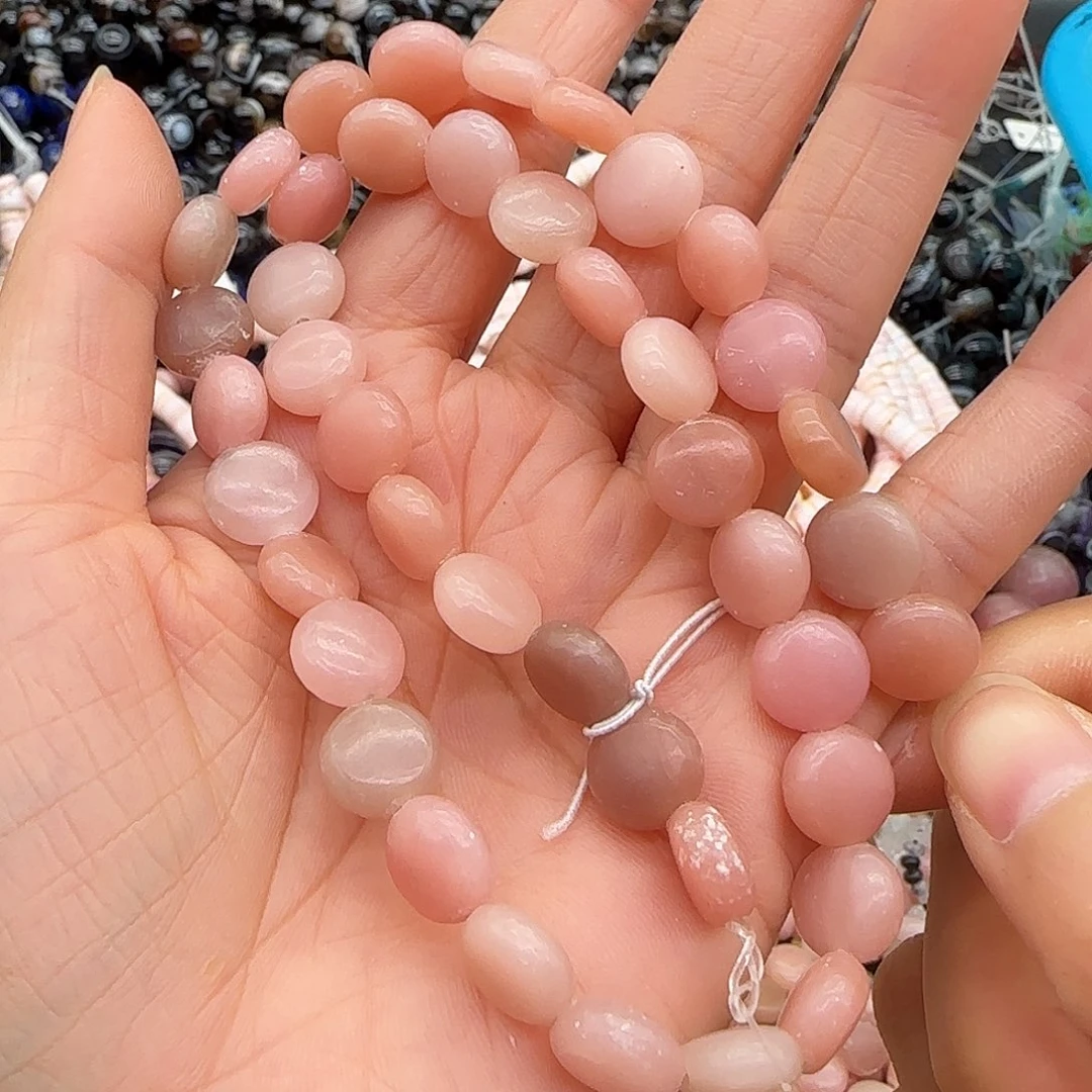 玛瑙/玉髓合金珠宝半成品粉澳宝10mm一条圆饼