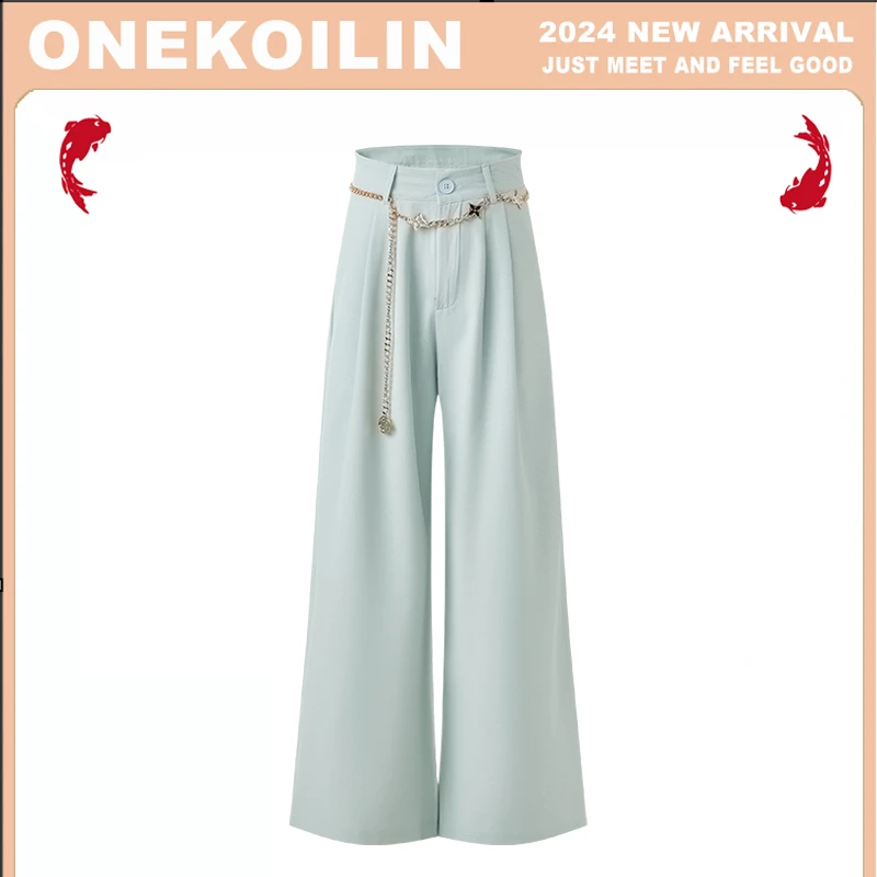 OneKoilin“链条晴空” 早春系列高级感高腰垂感直筒裤LTQK