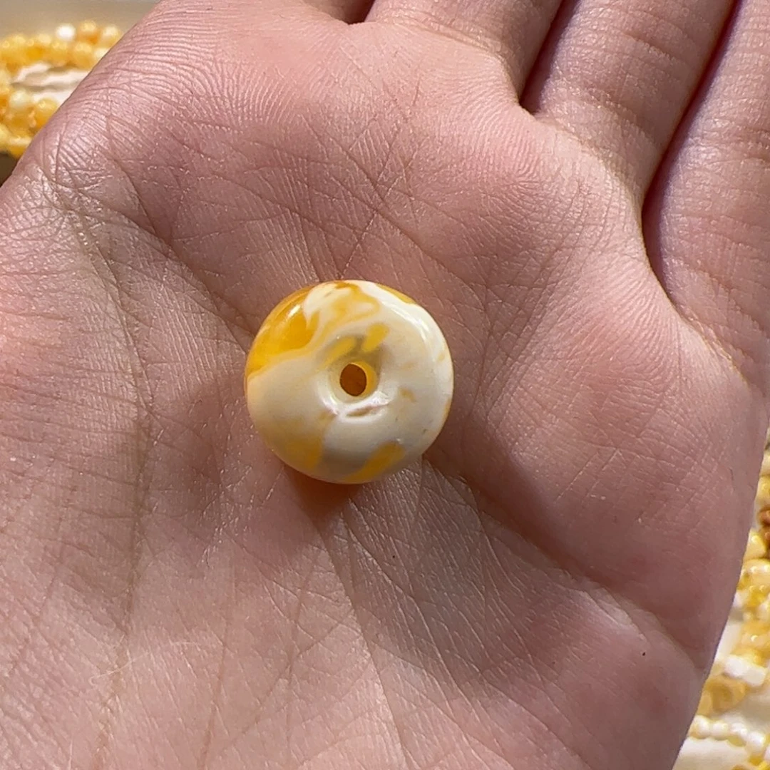 琥珀未镶嵌珠宝奇石金瓷白妖花扣子