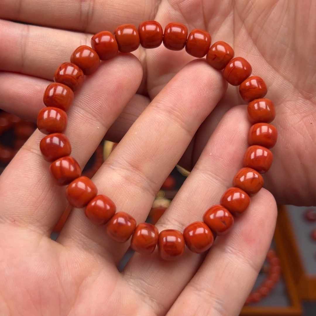 南红玛瑙未镶嵌火焰纹老型珠手串 8+