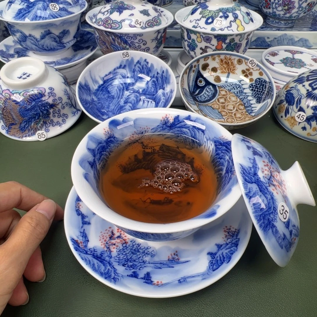 陶瓷景德镇纯手工纯手绘茶具木木35