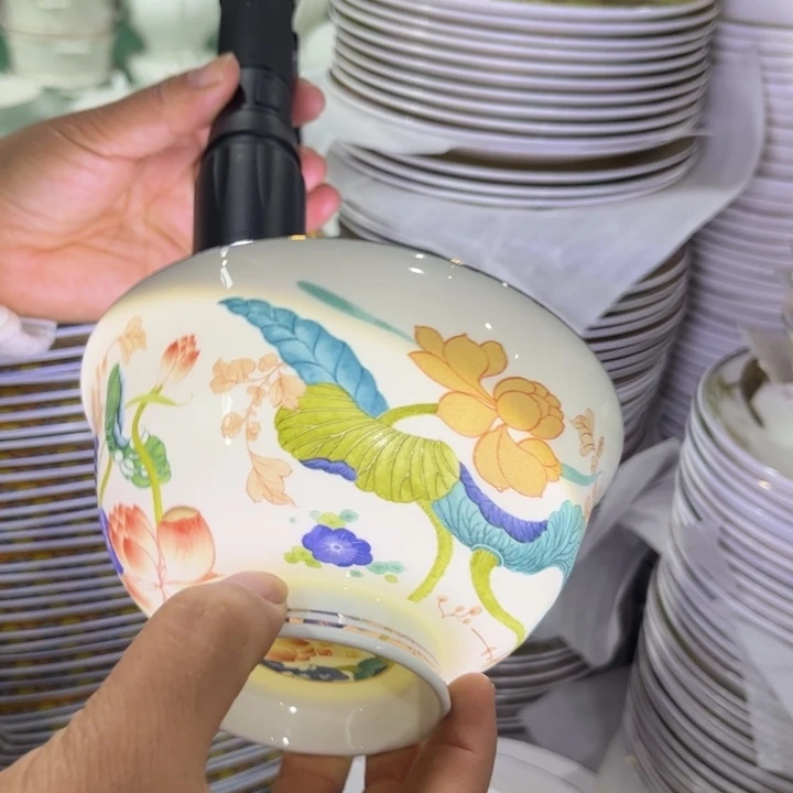瓷片荷塘五寸碗六个哇塞