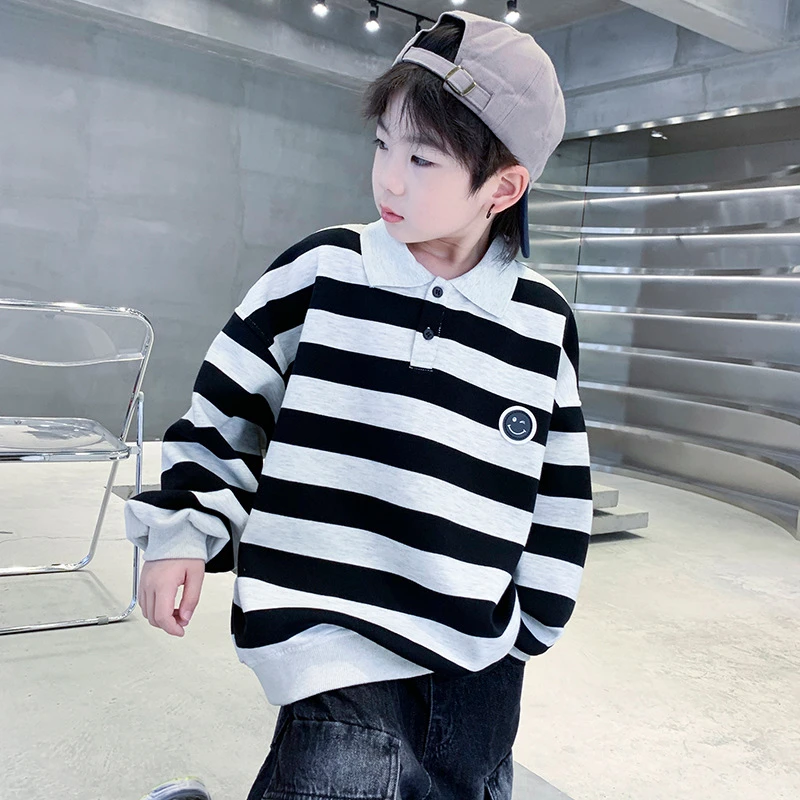 童装男童卫衣春秋款2025新款痞帅春装POLO衫男孩春季时髦衣服