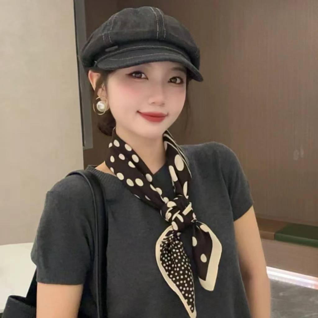【607咖波点】秋冬新精致百搭毛衣领方巾女叠穿腰间丝巾搭配衬衫