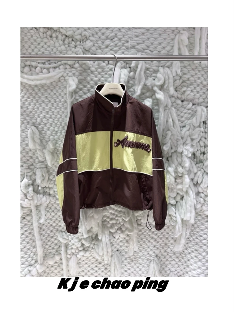 # W T888撞色立领设计简约气质外套