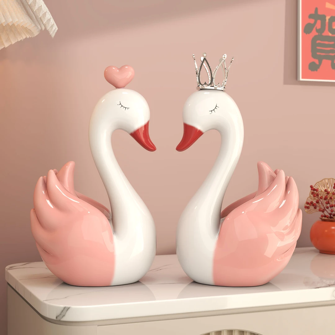 百年好合天鹅摆件一对结婚礼物新婚礼物送新娘客厅玄关婚房装饰品