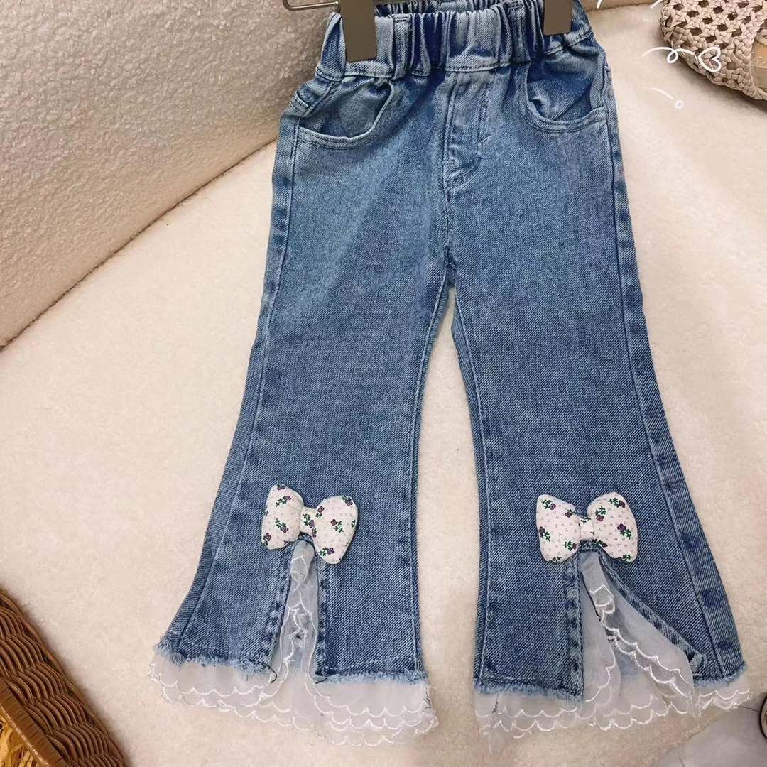 N10女宝夏季洋气韩版女童蝴蝶结牛仔裤