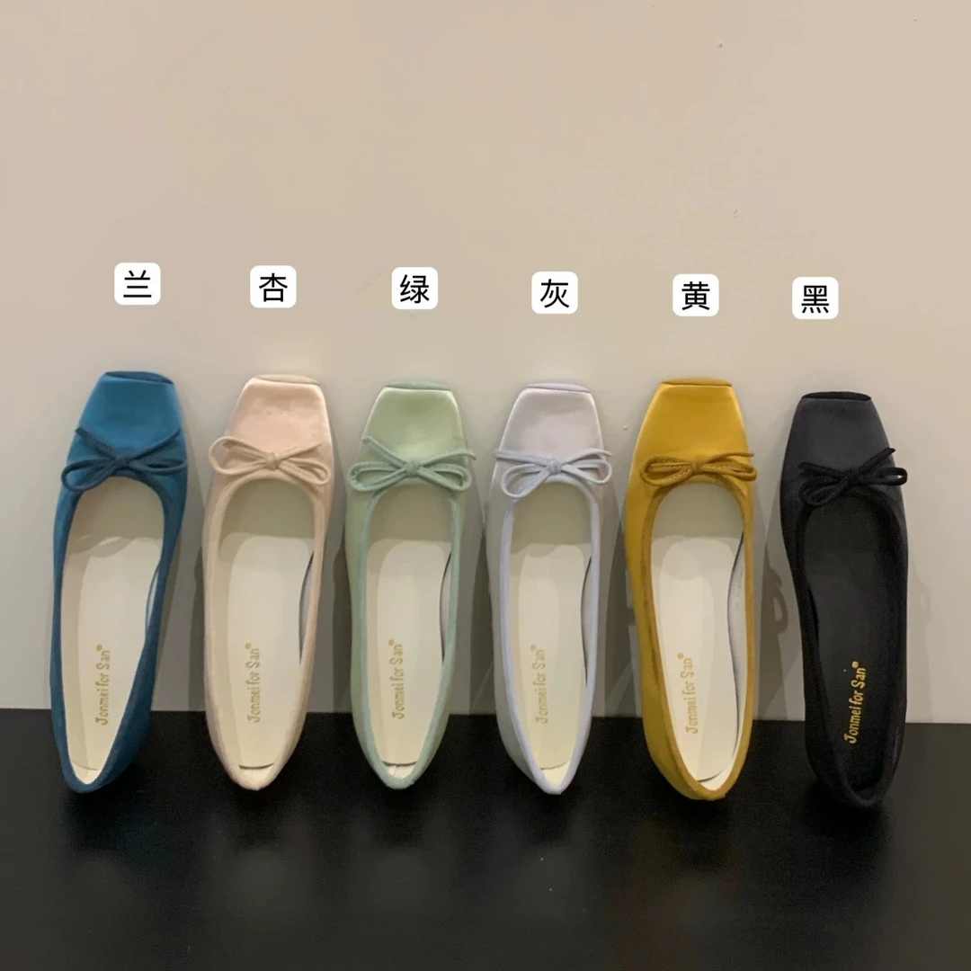 内增高法式气质缎面小单鞋女鞋子2025春夏季芭蕾舞杏色温柔晚晚鞋