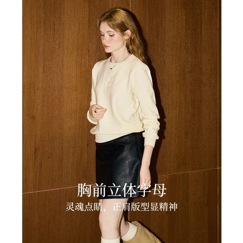 库恩玛维简约气质套头针织衫女2025年早春新款松弛感叠穿正肩毛衣