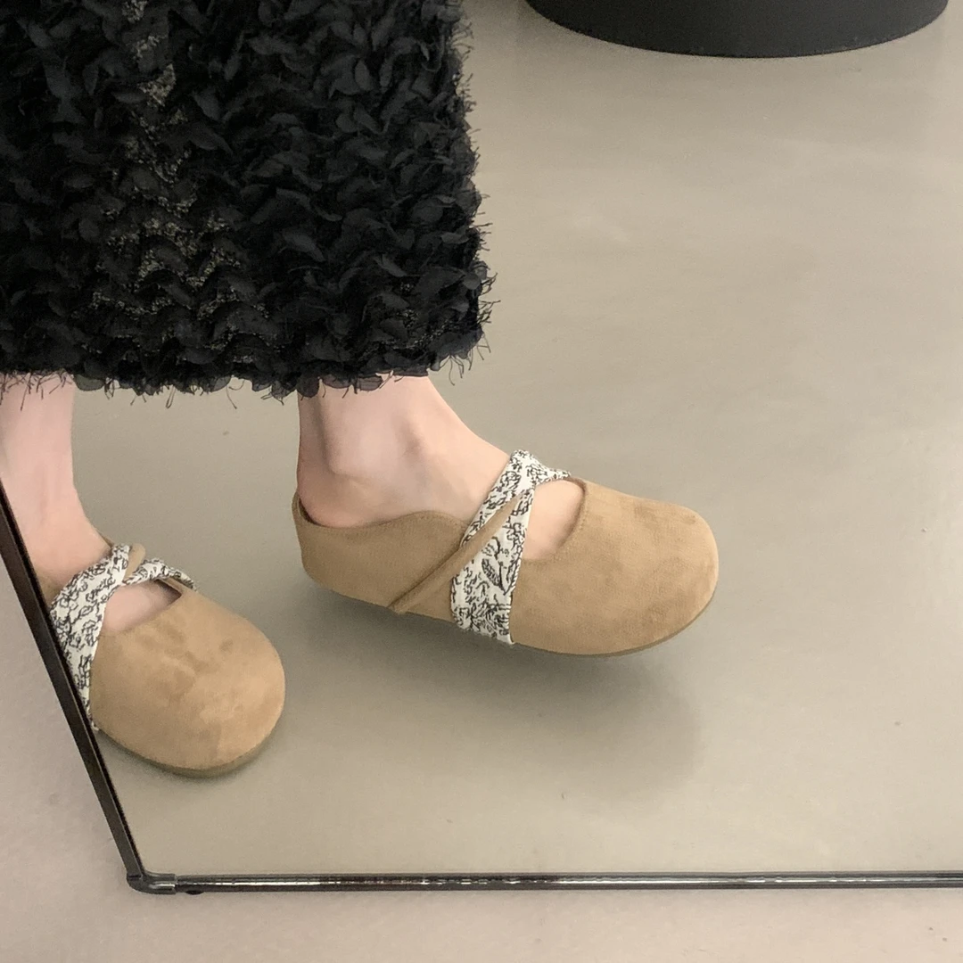 厚底小个子包头半拖鞋2025年新款法式温柔可爱风大头内增高勃肯鞋