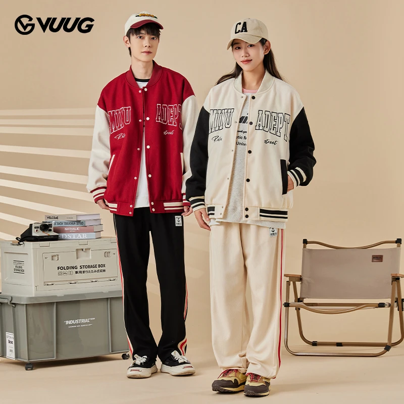 VUUGVUUG美式棒球服夹克男女情侣复古宽松潮流休闲外套