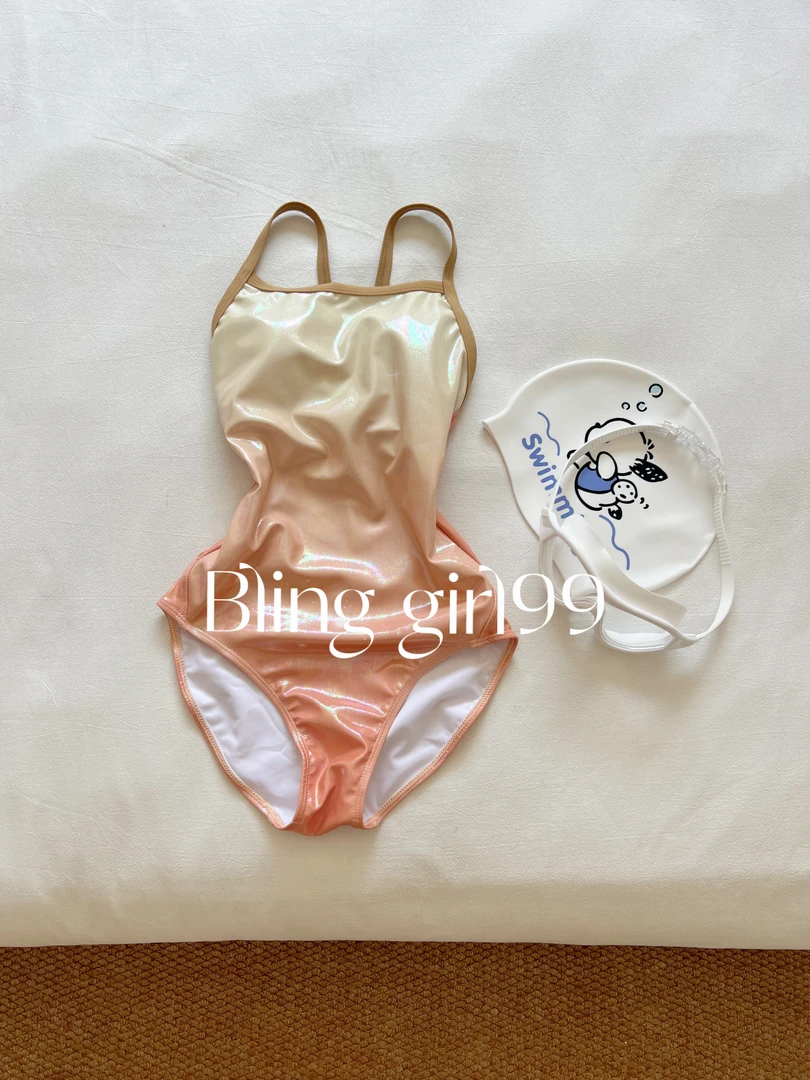 【奶茶】女款修身显瘦速干连体游泳衣专业训练比赛泳衣