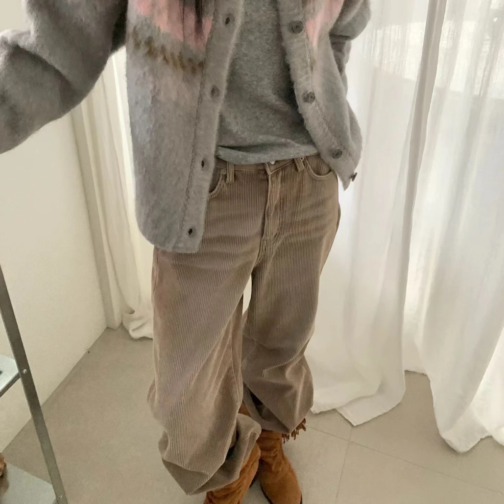 韩代正品 tempting 加绒水洗灯芯绒阔腿裤（韩代正品下单no退换！