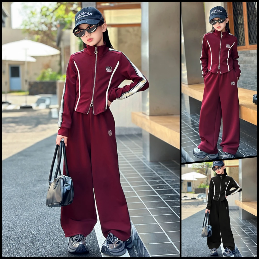 女童韩版套装春秋装2025新款儿童洋气中大童韩版时髦直筒裤宽松潮