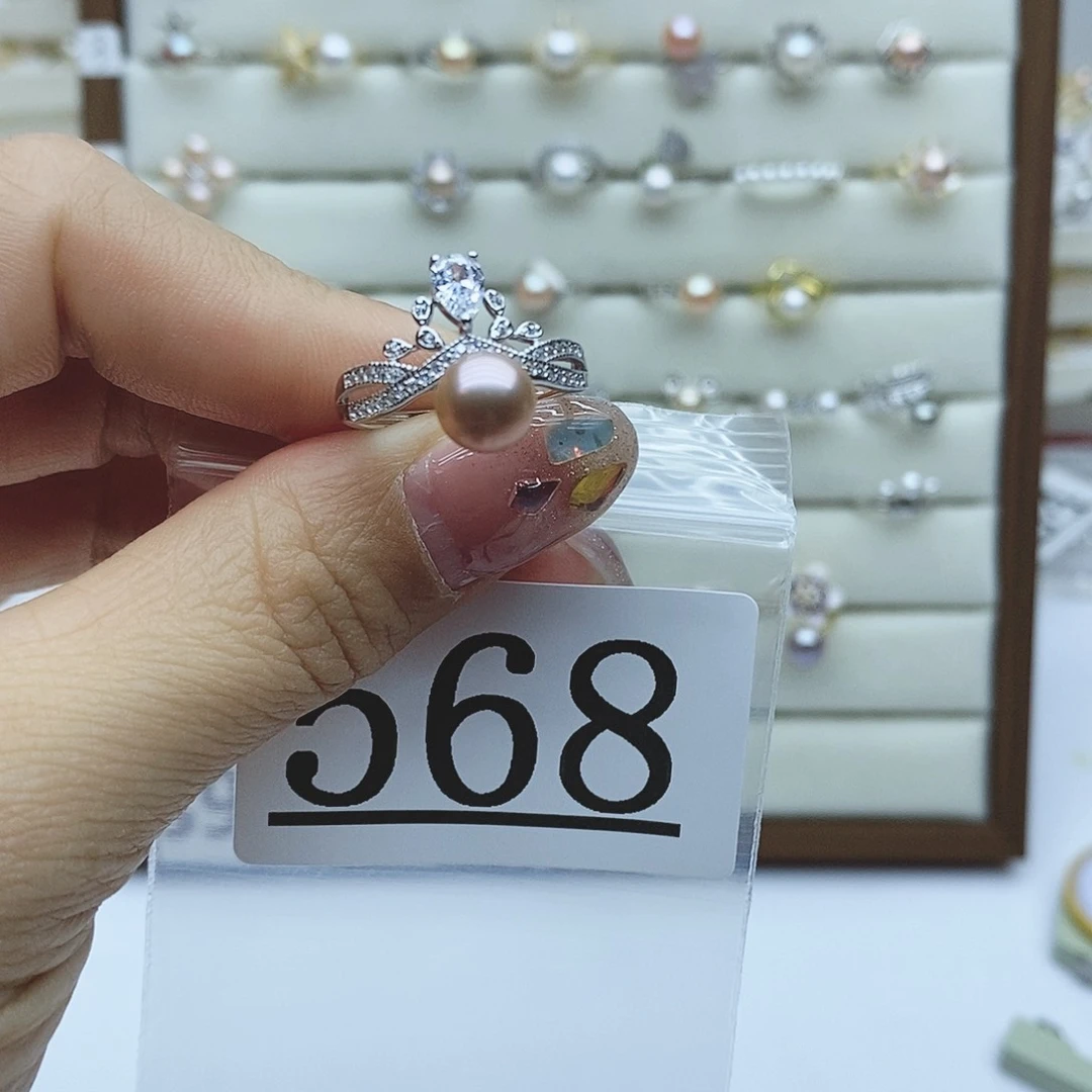 淡水珍珠戒指银S925镶嵌568