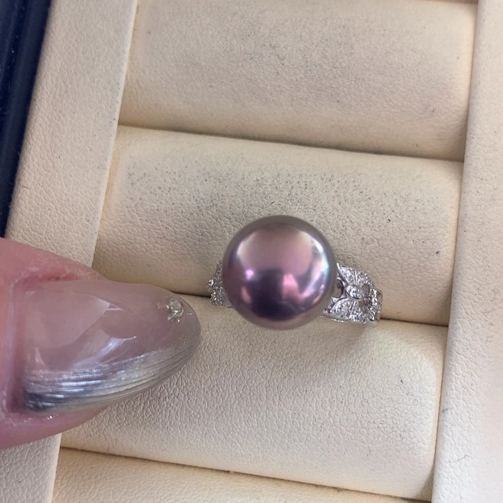 银S925镶嵌戒指淡水珍珠