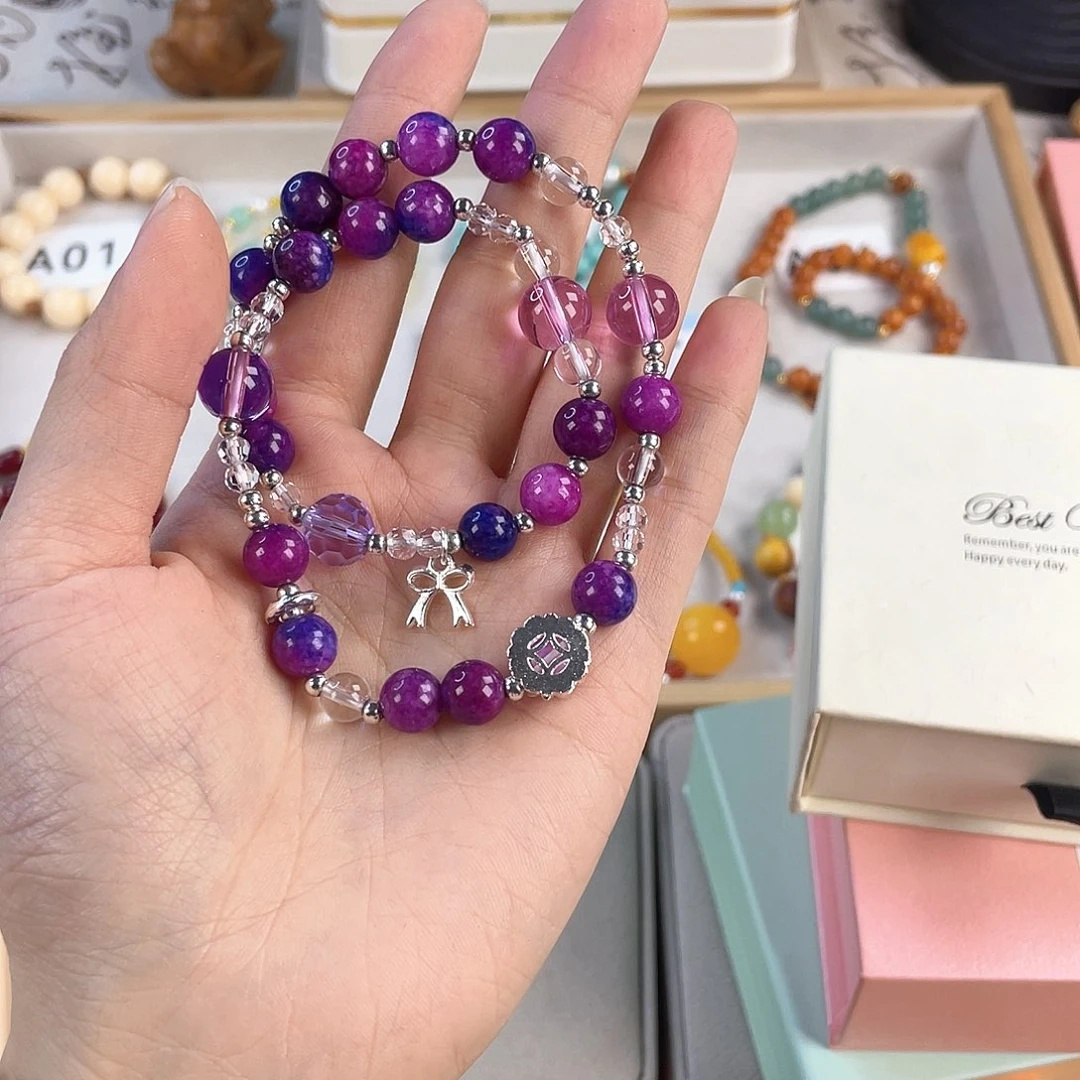 针钠钙石手饰银S925镀金镶嵌