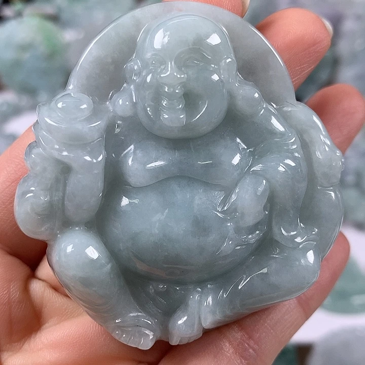 翡翠未镶嵌颈饰逍遥佛福利卡厚12.6