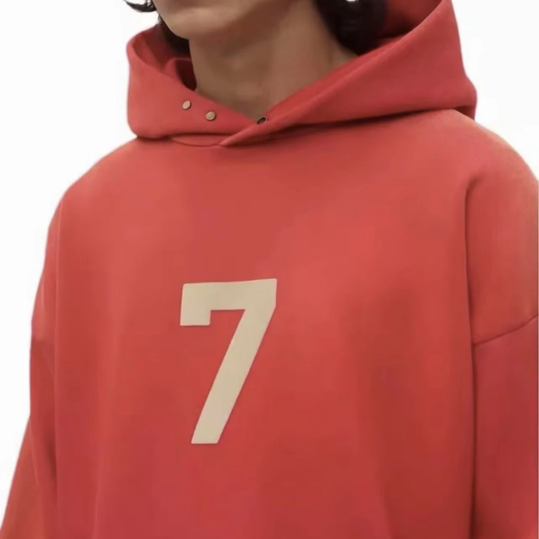 FOG7HoodieVintageRed连帽数字图案长袖卫衣上衣秋冬
