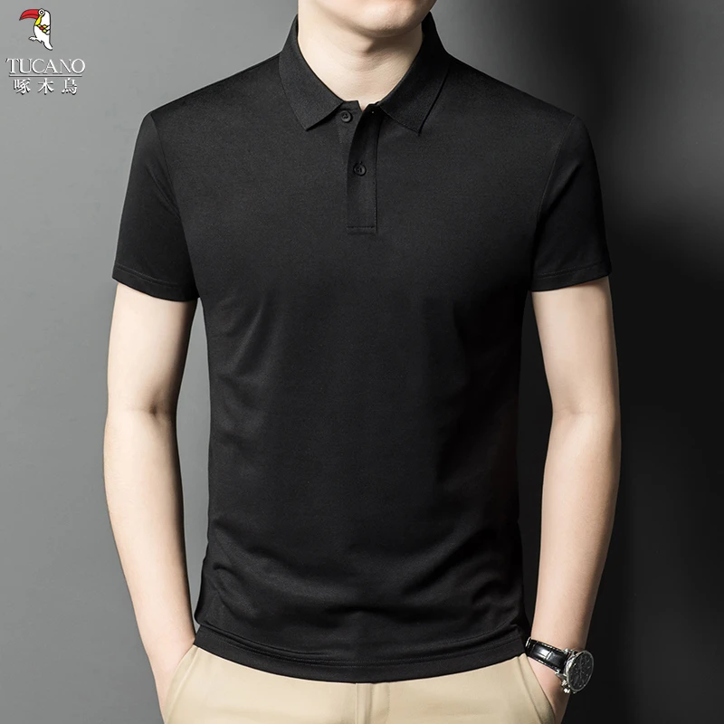 啄木鸟休闲春夏季新品时尚百搭潮流男士基础半袖通勤T恤纯色上衣