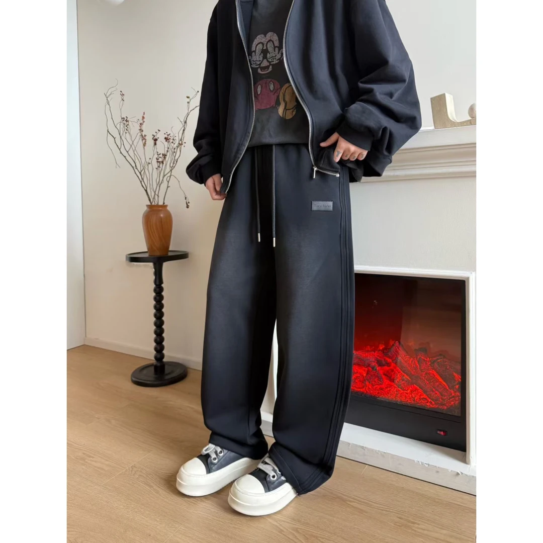 休闲卫裤男生秋季潮牌宽松痞帅直筒裤百搭春秋款个性长裤子 6718