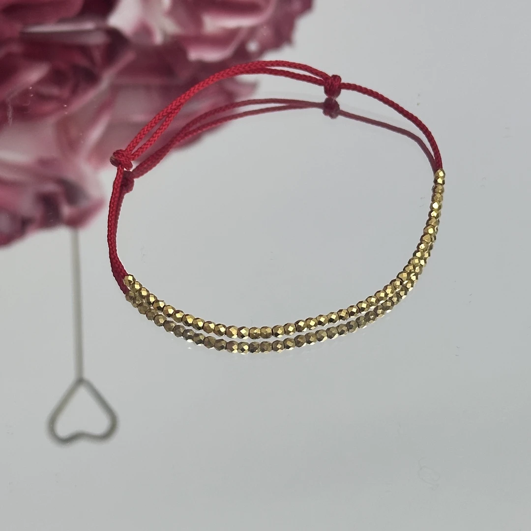 足金999碎金子蹦迪珠小克重手绳通体足金999手工编绳小清新