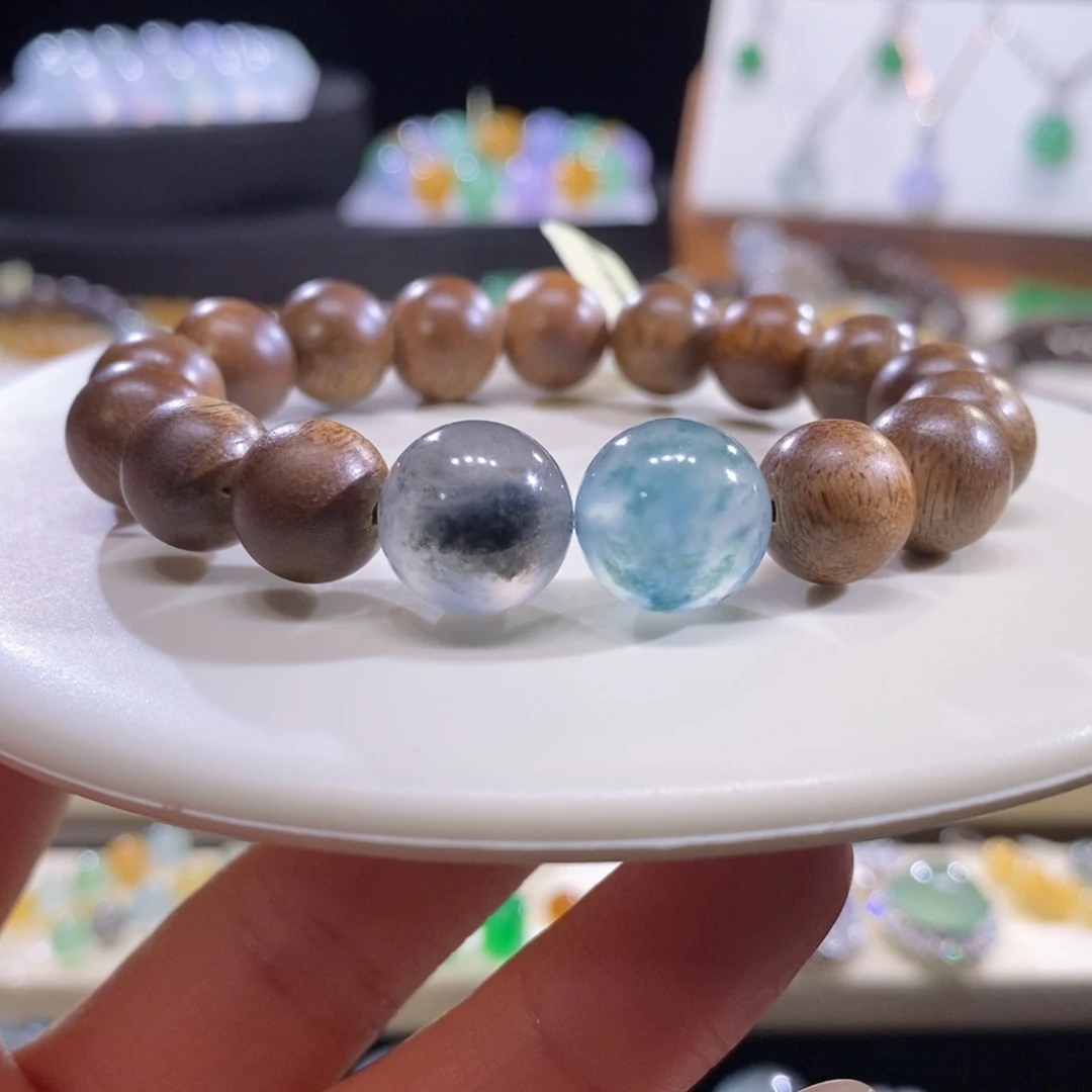 翡翠未镶嵌颈饰翡翠冰飘花意境手串