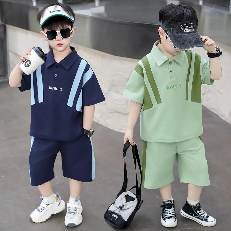 男童夏装短袖套装夏季2025新款儿童帅气polo两件套男孩套装潮服