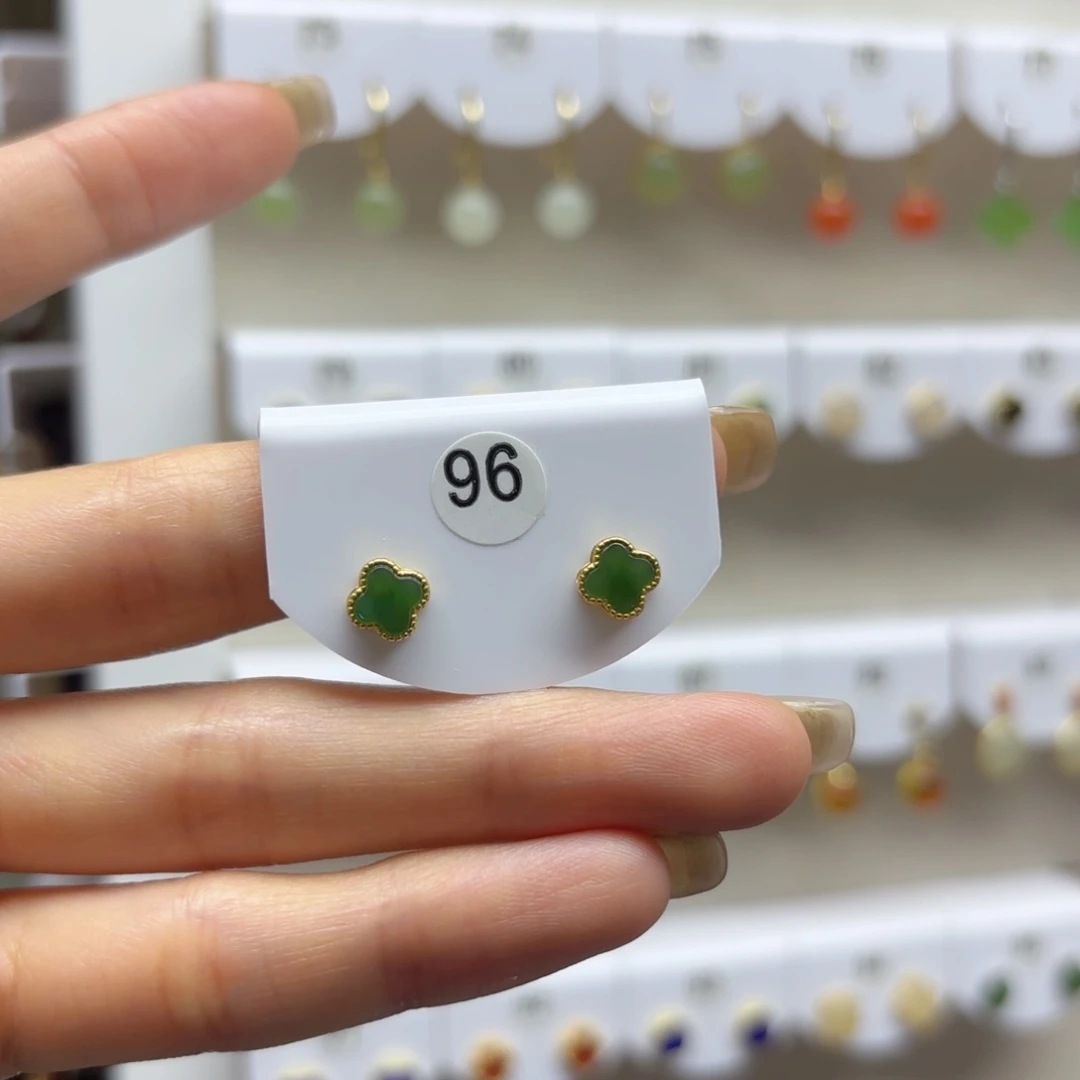 银S925镶嵌和田玉耳饰