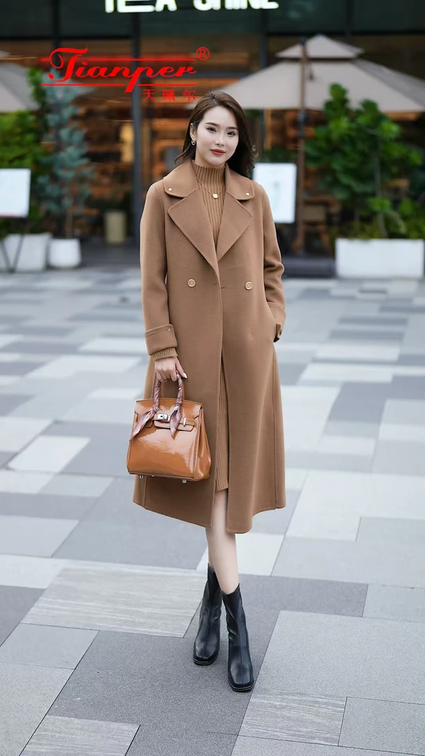 【瑶瑶专属】D803【衣长108】纯色秋冬长款时尚轻职风防风毛呢外套