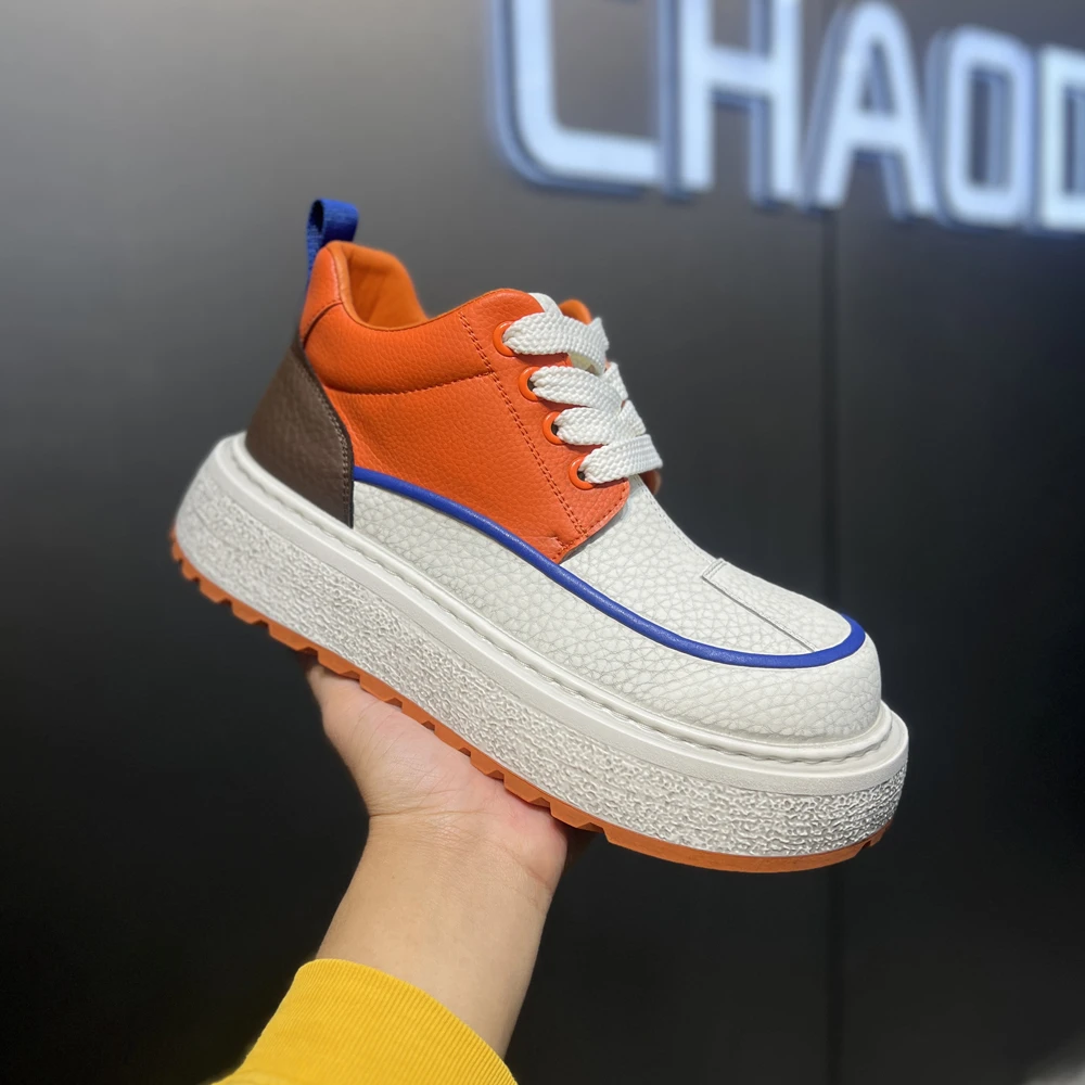 圆头系带高帮韩版保暖增高马丁靴潮流潮鞋单棉同款冬季厚底鞋保暖