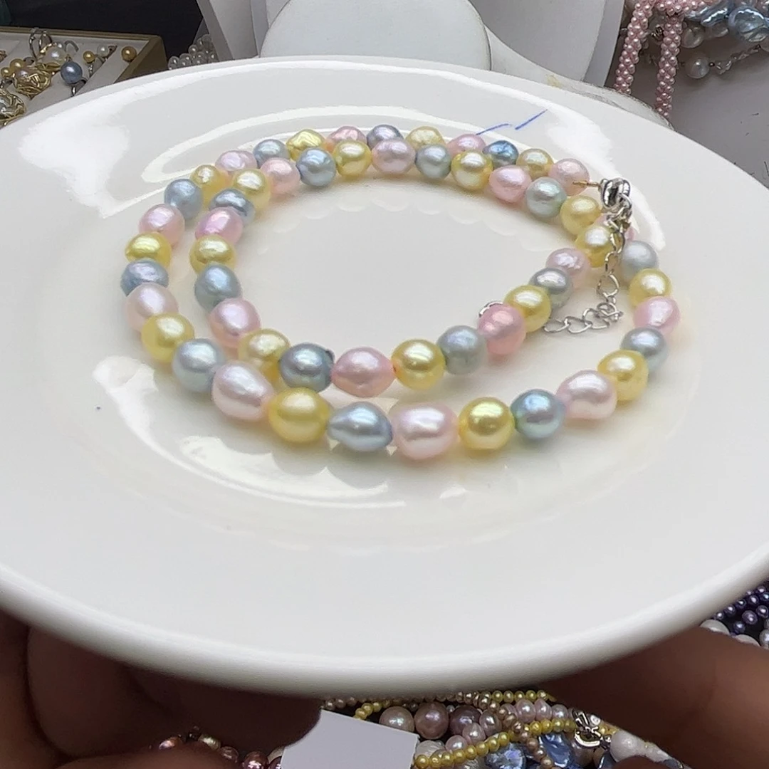 钛钢淡水珍珠项链