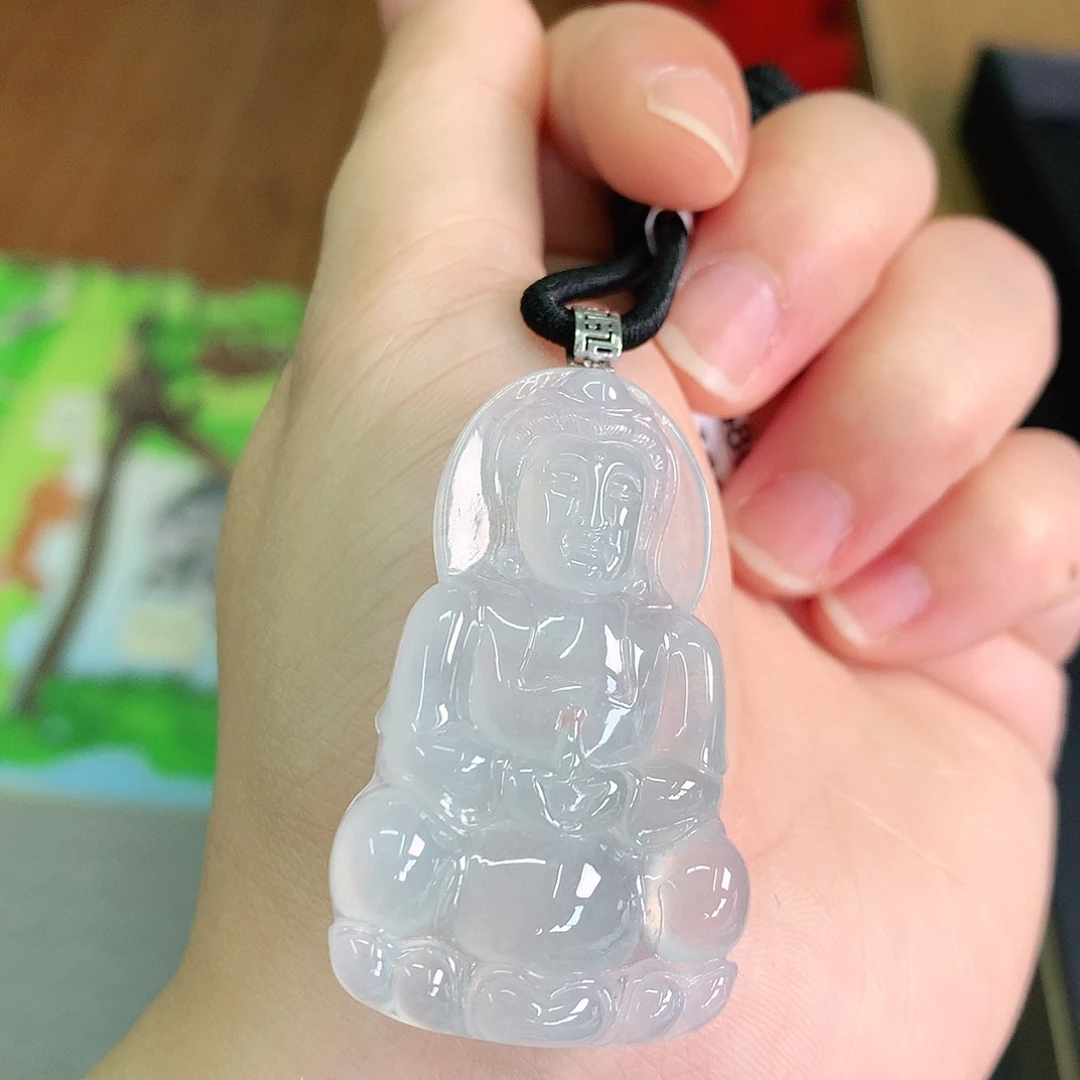 翡翠颈饰18K金镶嵌冰胶观音