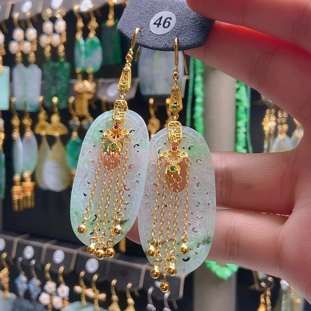 翡翠未镶嵌耳饰翡翠